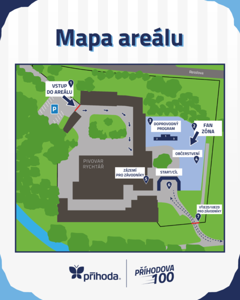 Mapa areálu závodu Příhodova 100